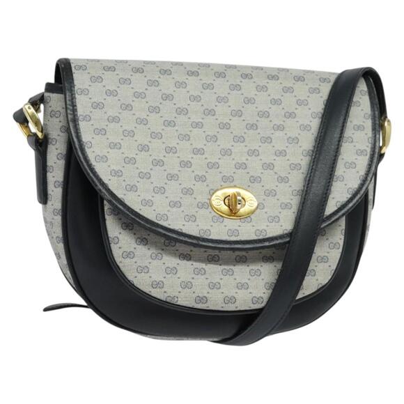 GUCCI Micro GG Supreme Shoulder Bag Pvc Navy Gold - Picture 1 of 16